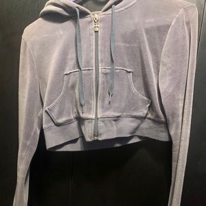 Gray Velour cropped hoodie